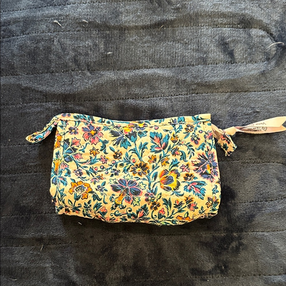 Vera Bradley Floral Cosmetic Bag in Blue and Yellow